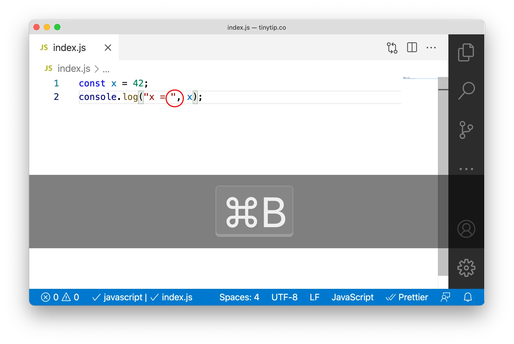 Toggle Screencast Mode in VS Code