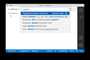 Restart TS server command in VS Code